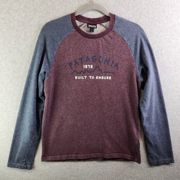 Patagonia Sweatshirt Mens S Red Crew Neck Pullover Knit Fleece Logo Graphic Tee - Picture 13 of 13